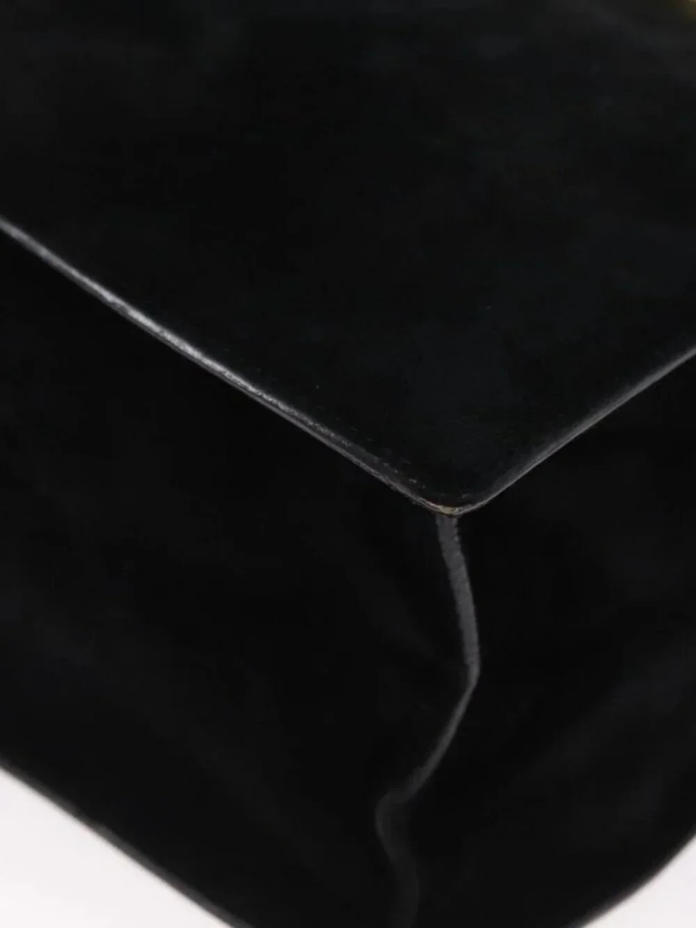 PRADA Hand Bag Suede Black Gold - Picture 10 of 16